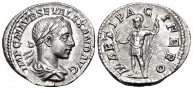 Severus Alexander, 222-235. Denarius (Silver, 19 mm, 2.78 g, 12 h), Rome, 222-228. IMP C M AVR SEV ALEXAND AVG Laureate and draped bust of Severus Ale...