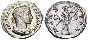 Severus Alexander, 222-235. Denarius (Silver, 20 mm, 3.38 g, 7 h), Rome, 232. IMP ALEXAN-DER PIVS AVG Laureate, draped and cuirased bust of Severus Al...