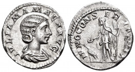 Julia Mamaea, Augusta, 222-235, mother of Severus Alexander. Denarius (Silver, 19 mm, 2.58 g, 7 h), struck under her son, Severus Alexander, Rome, 222...