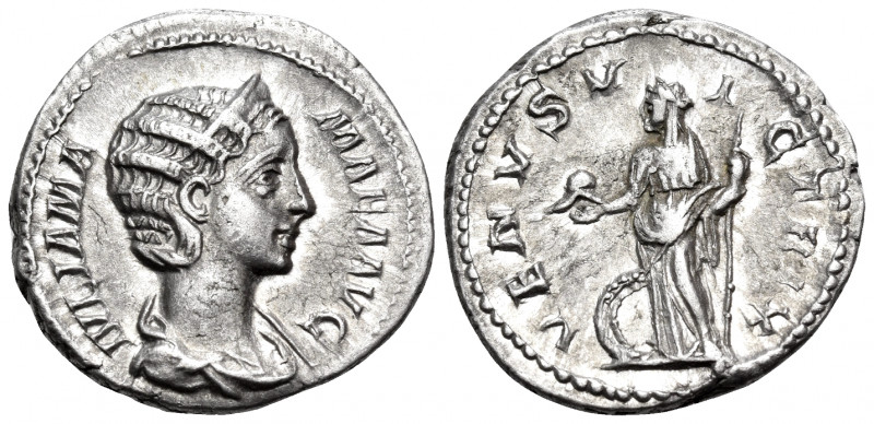 Julia Mamaea, Augusta, 222-235. Denarius (Silver, 19 mm, 2.87 g, 1 h), struck un...