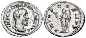 Pupienus, 238. Denarius (Silver, 21 mm, 2.72 g, 6 h), Rome. IMP C M CLOD PVPIENVS AVG Laureate, draped and cuirassed bust of Pupienus to right. Rev. P...