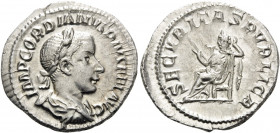 Gordian III, AD 238-244. Denarius (Silver, 20 mm, 2.72 g, 7 h), Rome, 240. IMP GORDIANVS PIVS FEL AVG Laureate, draped and cuirassed bust of Gordian I...