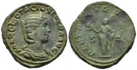 Otacilia Severa, Augusta, 244-249. Sestertius (Orichalcum, 30 mm, 19.66 g, 11 h), struck under her husband Philip I, Rome, 244. MARCIA OTACIL SEVERA A...