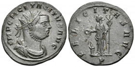 Tacitus, 275-276. Antoninianus (Bronze, 22 mm, 3.81 g, 7 h), Siscia, early-June 276. IMP C M CL TACITVS AVG Radiate, draped and cuirassed bust of Taci...
