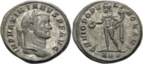 Maximianus Herculius, first reign, 286-305. Follis (Bronze, 27 mm, 11.40 g, 12 h), Aquileia, 1st officina, 296. IMP MAXIMIANVS P F AVG Laureate head o...
