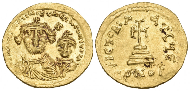 Heraclius, with Heraclius Constantine, 610-641. Solidus (Gold, 20 mm, 4.50 g, 7 ...