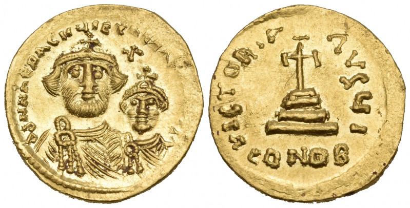 Heraclius, with Heraclius Constantine, 610-641. Solidus (Gold, 21 mm, 4.46 g, 7 ...