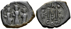 Heraclius, with Martina and Heraclius Constantine, 610-641. Follis (Bronze, 25 mm, 6.69 g, 7 h), Constantinople, Γ = 3rd officina, year 17 = 626-627. ...