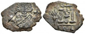Theodosius III, 715-717. Follis (Bronze, 21 mm, 2.37 g, 6 h), Syracuse. Crowned and cuirassed bust of the emperor facing, holding spear over shoulder ...