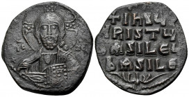 Anonymous folles, time of Basil II and Constantine VIII, Circa 976-1030. Follis (Bronze, 28 mm, 6.97 g), Constantinople. EMMA – HOYHΛ / IC – XC Bust o...