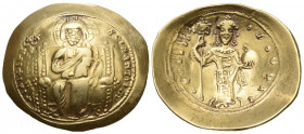 Constantine X Ducas, 1059-1067. Histamenon nomisma (Gold, 26 mm, 4.18 g, 6 h), Constantinople. +IhS XIS REX REςNANTҺIm Christ, nimbate, seated facing ...