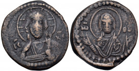 Anonymous Folles, time of Romanus IV, circa 1068-1071. Follis (Bronze, 25 mm, 8.04 g, 6 h), Class G, Constantinople. IC - XC Facing bust of Christ Pan...