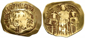 Andronicus II Palaeologus, with Michael IX, 1282-1328. Hyperpyron (Gold, 25 mm, 4.00 g, 6 h), Constantinople, 1294-1303. MP-ΘV Half-length figure of t...