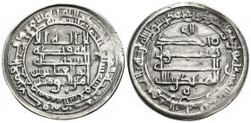 ISLAMIC, 'Abbasid Caliphate. temp. Al-Muqtadir, second reign, AH 296-317 / AD 908-929. Dirham (Silver, 26 mm, 3.57 g, 4 h), Madinat al-Salam mint (Bag...