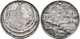 TURKEY. Abdul Aziz, 1861-1876. Medal (Silver, 36 mm, 23.75 g, 12 h), Cretan Revolt Medal (Girid Madalyasi), 1st issue, AH1285 / 1868. Tughra of Abdul ...