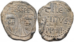 ITALY. Papal Coinage. Celestine III, 1191-1198. Seal or Bulla (Lead, 42 mm, 45.05 g, 12 h), Vatican. S/ P/A - S/ P/E Nimbate facing heads of St. Paul ...