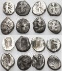 PERSIA, Achaemenid Empire. Circa 5th - 3rd century BC. (Silver, 44.00 g). Lot of Eight (8) silver Sigloi from the Achaemenid dynasty, some with intere...