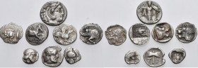 GREEK. Circa 5th - 3rd century BC. (Silver, 5.23 g). A lot of Eight (8) silver fractions from Asia Minor. A lovely group with interesting types. Mostl...