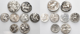 GREEK. Circa 5th - 2nd century BC. (Silver, 59.26 g). A lot of Eight (8) silver issues, including a countermarked and cut Athenian Tetradrachm, a Stat...