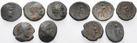 GREEK. Circa 2nd century BC. (Bronze, 17.19 g). A lot of Five (5) bronze coins issued under king Prusias II of Bithynia. An attractive lot with pleasi...