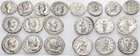 ROMAN IMPERIAL. 2nd - 3rd century. (Silver, 37.18 g). A lot of Ten (10) Denarii and Anoniniani of the late Antonines, the Severan dynasty, and later. ...