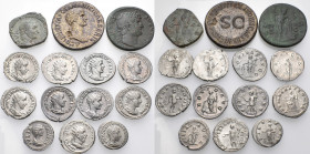 ROMAN IMPERIAL. 1st - 3rd century. (Silver/Bronze, 112.30 g). A lot of Fourteen (14) Roman bronze and silver issues, including coins of Agrippina (1),...
