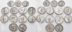 ROMAN IMPERIAL. Circa 3rd century. (Silver, 56.01 g). A lot of Thirteen (13) Denarii and Anoniniani of the Severan dynasty or later, including coins i...