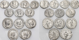 ROMAN IMPERIAL. Circa 3rd century. (Silver, 42.00 g). A lot of Twelve (12) Denarii and Anoniniani from Geta to Gallienus. A nice group with pleasing c...