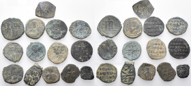 BYZANTINE. Circa 5th - 12th century. (Bronze, 81.34 g). A lot of Fourteen (14) Byzantine bronze coins, mostly Folles. Patinated. An attractive lot. Fi...