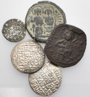 BYZANTINE, CRUSADER AND ISLAMIC. Circa 10th - 16th century. (Silver/Bronze, 32.45 g). Lot of Five (5) silver and bronze coins, including two Byzantine...