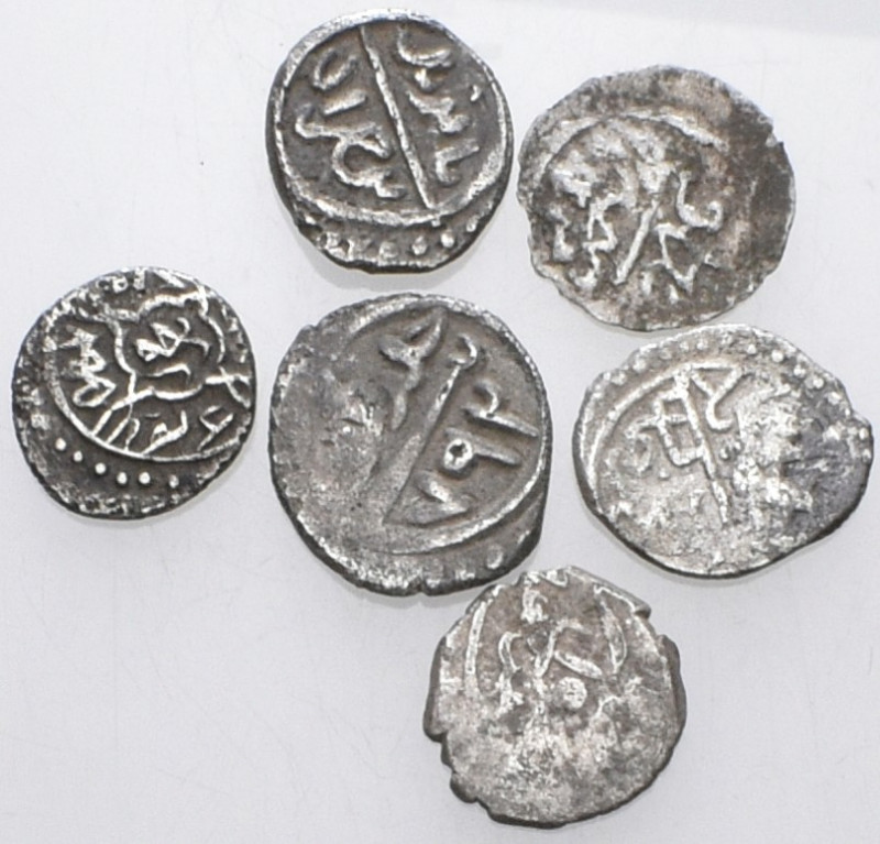 ISLAMIC. Circa 10th - 14th century. (Silver, 4.78 g). Lot of Six (6) Islamic sil...