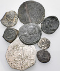 MISCELLANEA. Circa 8th - 18th century. (Silver/Bronze, 35.00 g). A lot of Eight (8) coins, including a Roman Provincial issue from Asia Minor, three B...