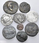 MISCELLANEA. Circa 1st - 17th century. (Silver/Bronze, 42.12 g). A lot of Nine (9) coins, including a Denarius of Caracalla, an Antoninianus of Gallie...