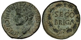 SEGOBRIGA, Huete (Cuenca). Semis. Calígula. AE 4,9 g. I-2192. PPR-477. Pátina verde claro. MBC+/EBC-. Escasa.
