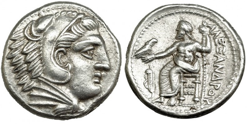 MACEDONIA. Alejandro III. Anfípolis. Tetradracma (323-329 a.C.). R/ Heracles sen...
