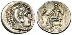 MACEDONIA. Alejandro III. Asia Menor (S. IV-III a.C.). Dracma. R/ Zeus entronizado a izq., sosteniendo águila, con fulmen y monograma. AR 4,3 g. COP-9...