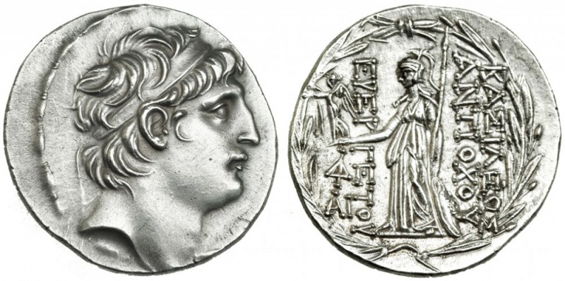 REINO SELÉUCIDA. Antíoco VII. Tetradracma (138-129 a.C.). R/ Dentro de láurea: A...