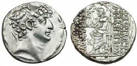 REINO SELÉUCIDA. Filipo I. Tetradracma (93-83 a.C.). R/ Zeus sentado a izq. con Nike y cetro, delante N y debajo del trono monograma AF; BASILEWS FILI...