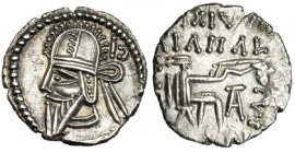 PARTIA. Vologases VI. Ekbatana. Dracma (208-228 a.C.). AR 3,7 g. SBI-5880. EBC.