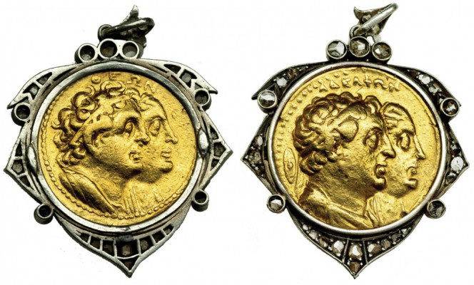 EGIPTO. Ptolomeo III. Octodracma (285-246 a.C.). A/ Bustos de Ptolomeo II y Arsi...