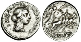 ANNIA. Denario. Roma (82-81 a.C.). R/ Letra A•. FFC-136. SB-2. Grafito en el anv. MBC+.