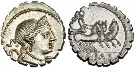 NAEVIA. Denario. Roma (79 a.C.). R/ La Victoria en triga. FFC-939. SB-6b. Ligeramente descentrada. EBC.