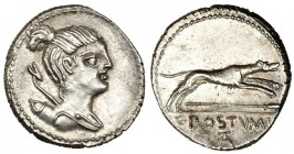 POSTUMIA. Denario. Roma (74 a.C.). R/ Perro a der.; C. POSTVMI TA (en monograma). FFC-1073. SB-9. EBC.