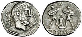 TITURIA. Denario. Roma (89 a.C.). FFC-1156. SB-4. MBC+/MBC.