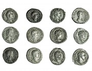 12 denarios: Vespasiano, Trajano, Adriano, Antonino Pío (2), Septimio Severo (2), Julia Domna (2) y Alejandro Severo (3). Calidad media MBC.