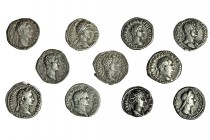 12 denarios: Augusto, Vespasiano (2), Adriano (2), Sabina, Faustina madre, Antonino Pío (2), Marco Aurelio, Lucio Vero, Faustina hija. MBC-/MBC.