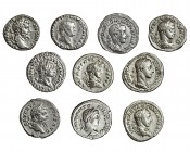 10 denarios: Tito, Vespasiano, Septimio Severo (2), Gordiano III, Alejandro Severo, Caracalla y Heliogábalo (3). Calidad media MBC-/MBC.
