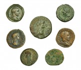 4 sestercios: Claudio I, Gordiano III, Volusiano y 1 sin identificar el emperador por estar acuñado en mismo reverso en las dos caras. 3 ases: Claudio...