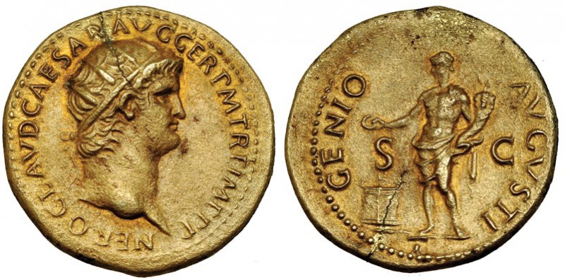 NERÓN. As de oricalco. Roma (64). A/ Busto radiado a der.; NERO CLAVD. CAESAR AV...
