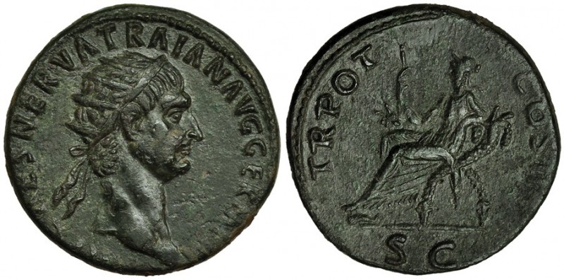 TRAJANO. Dupondio. Roma (101-102). A/ Cabeza radiada a der.; IMP. CAES NERVA TRA...